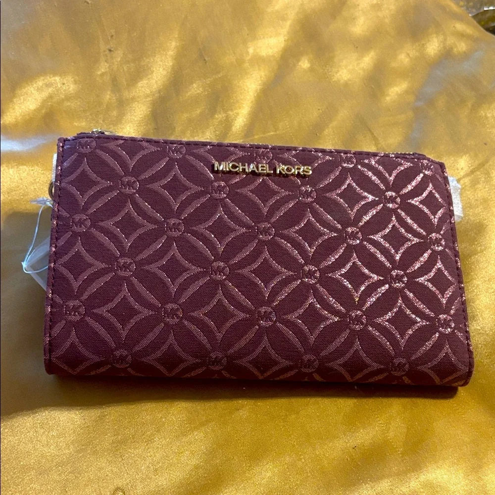 Michael Kors Plum Silver Patterned Wallet from Travel Line New